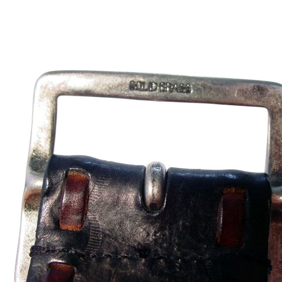 LINEA PELLE Handmade Wide Leather Running Stitch Belt Women's M (33.5-37.5 in) - Picture 3 of 6